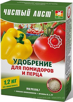 Фото Чистий Лист Добриво кристалічне для помідорів і перцю 1.2 кг