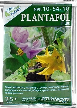 Фото Valagro Комплексное удобрение для цветения и бутонизации Plantafol NPK 10.54.10 25 г