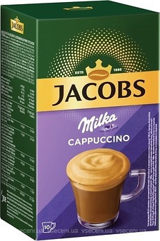 Фото Jacobs 3 в 1 Milka Cappuccino розчинна 10 шт