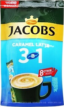 Фото Jacobs 3 в 1 Caramel Latte розчинна 8x 12.3 г