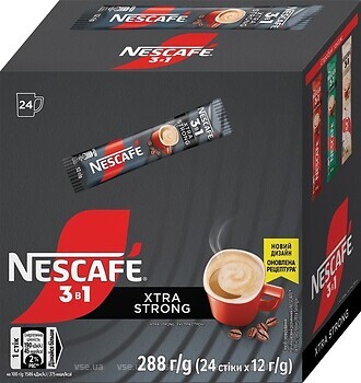 Фото Nescafe 3 в 1 Xtra Strong розчинна 24 шт