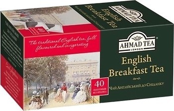 Фото Ahmad Tea Чай чорний пакетований Англійський до сніданку (картонна коробка) 40x2 г