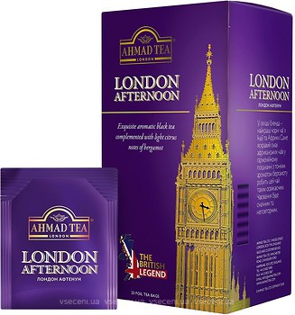 Фото Ahmad Tea Чай чорний пакетований Лондон Афтенун (картонна коробка) 25x2 г