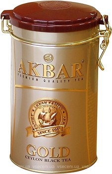 Фото Akbar Чай черный среднелистовой Gold (жестяная банка) 225 г