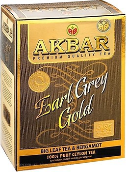 Фото Akbar Чай чорний крупнолистовий Earl Grey Gold (картонна коробка) 80 г