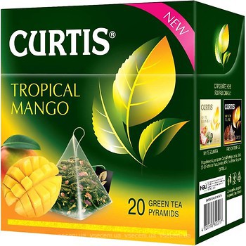 Фото Curtis Чай зелений пакетований Tropical Mango (картонна коробка) 20x1.8 г