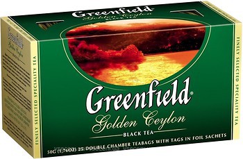 Фото Greenfield Чай чорний пакетований Golden Ceylon (картонна коробка) 25x2 г