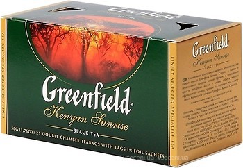 Фото Greenfield Чай чорний пакетований Kenyan Sunrise (картонна коробка) 25x2 г