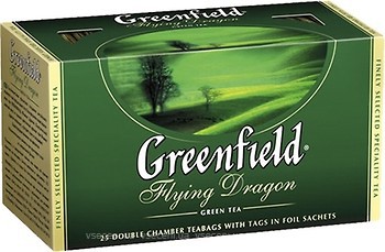 Фото Greenfield Чай зелений пакетований Flying Dragon (картонна коробка) 25x2 г