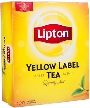 Фото Lipton Чай чорний пакетований Yellow Label (картонна коробка) 100x2 г
