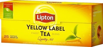 Фото Lipton Чай черный пакетированный Yellow Label (картонная коробка) 25x2 г