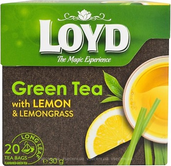 Фото Loyd Чай зеленый пакетированный Lemon & Lemongrass (картонная коробка) 20x1.5 г