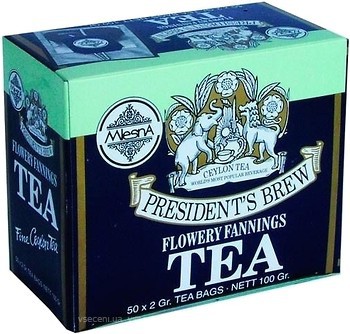 Фото Mlesna Чай чорний пакетований Президент Брю (картонна коробка) 50x2 г