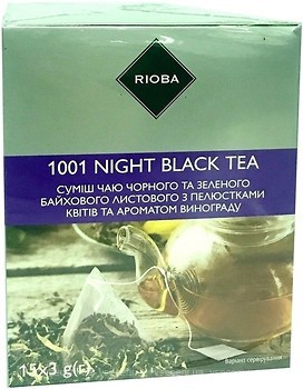Фото Rioba Купаж чорного і зеленого чаю пакетований 1001 Night (картонна коробка) 15x3 г