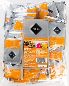 Фото Rioba Чай зелений пакетований Mango (поліетиленовий пакет) 100x2 г