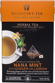 Фото Wissotzky Tea Чай травяной пакетированный Мята Имбирь Лимон (картонная коробка) 16x2.5 г