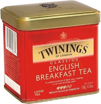Фото Twinings Чай чорний середньолистовий English Breakfast (жерстяна банка) 100 г
