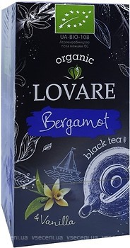 Фото Lovare Чай чорний пакетований Bergamot (картонна коробка) 24x1.5 г