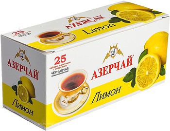 Фото Azercay Чай чорний пакетований Лимон (картонна коробка) 25x1.8 г