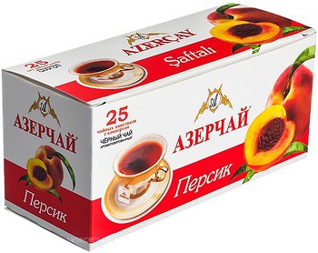 Фото Azercay Чай чорний пакетований Персик (картонна коробка) 25x1.8 г