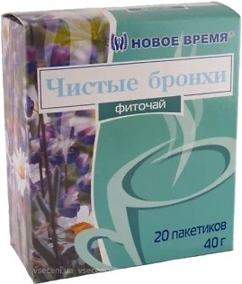 Фото Новое Время Чай травяной пакетированный Чистые бронхи (картонная коробка) 20x2 г
