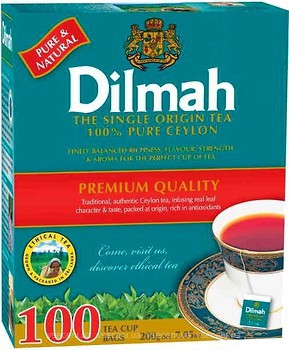 Фото Dilmah Чай чорний пакетований Преміум (картонна коробка) 100x2 г