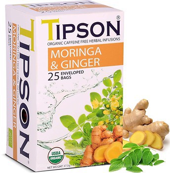 Фото Tipson Чай травяной пакетированный Moringa & Ginger (картонная коробка) 25x1.5 г