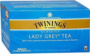 Фото Twinings Чай черный пакетированный Lady Grey (картонная коробка) 25x2 г