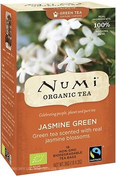 Фото Numi Чай зелений пакетований з жасмином (картонна коробка) 18x2 г
