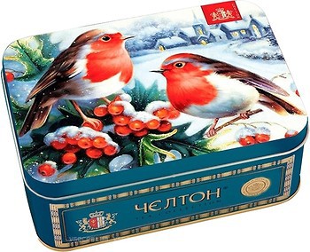 Фото Chelton Чай черный крупнолистовой Новогодняя шкатулка Снегири (жестяная коробка) 50 г
