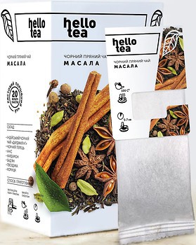 Фото Hello tea Чай черный пакетированный Масала (картонная коробка) 20x2 г