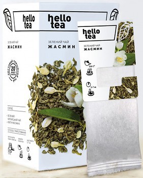 Фото Hello tea Чай зелений пакетований Жасмин (картонна коробка) 20x2 г