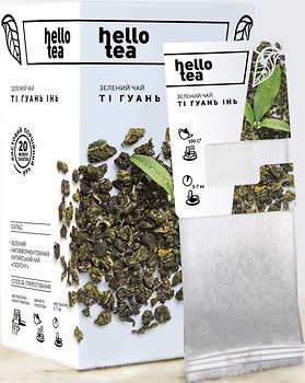 Фото Hello tea Чай зелений пакетований Ті Гуань Інь (картонна коробка) 20x2 г