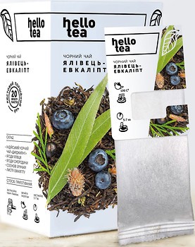 Фото Hello tea Чай чорний пакетований Ялівець-евкаліпт (картонна коробка) 20x2 г