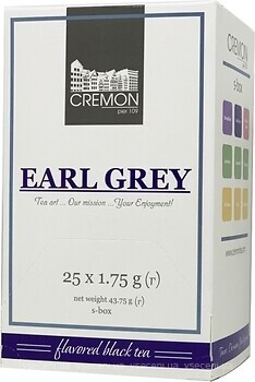 Фото Cremon Чай чорний пакетований Earl Grey (картонна коробка) 25x1.75 г