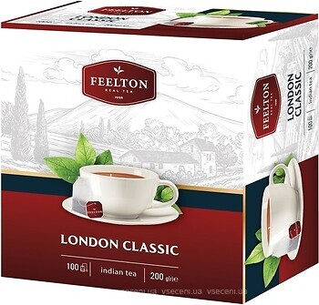 Фото Feelton Чай чорний пакетований London Classic (картонна коробка) 100x2 г