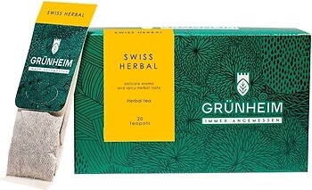Фото Grunheim Чай трав'яний пакетований Swiss Herbal (картонна коробка) 20 шт