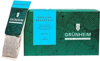 Фото Grunheim Чай чорний пакетований English Breakfast (картонна коробка) 20 шт