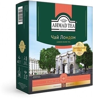 Фото Ahmad Tea Чай чорний пакетований Лондон (картонна коробка) 100x2 г