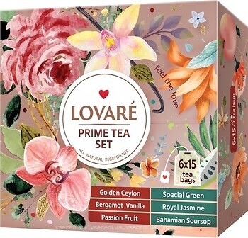 Фото Lovare Набір чорного та зеленого чаю Prime Tea Set (картонна коробка) 90x1.75 г
