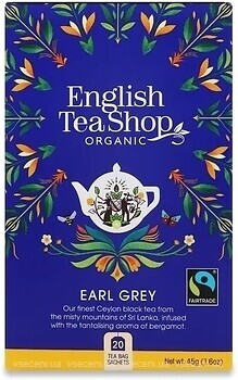 Фото English Tea Shop Чай чорний пакетований Earl Grey (картонна коробка) 20x2.25 г