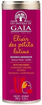 Фото Les Jardins de Gaia ройбуш рассыпной Elixir des petits lutins Strawberry-vanilla (жестяная банка) 100 г