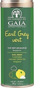 Фото Les Jardins de Gaia чай зелений крупнолистовий Earl Grey vert з ароматом бергамоту (жерстяна банка) 100 г