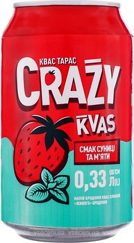 Фото Квас Тарас Crazy Kvas суниця-м'ята 0.33 л