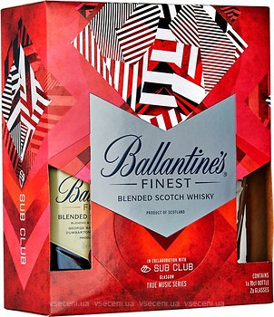 Фото Ballantine's Finest 0.7 л в подарунковій коробці з 2 склянками