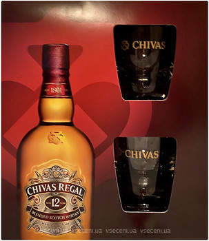 Фото Chivas Regal 12 YO 0.7 л в подарочной коробке с 2 стаканами