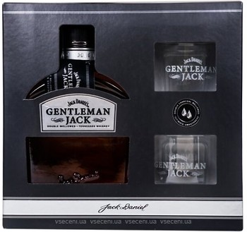 Фото Jack Daniel's Gentleman Jack 0.7 л в подарунковій коробці з 2 склянками