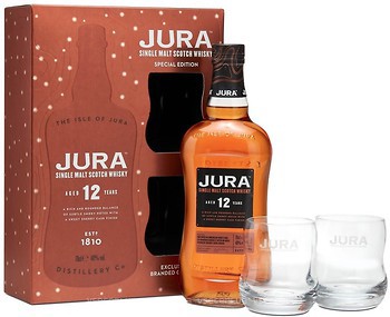 Фото Jura Single Malt 12 YO 0.7 л в подарунковій коробці з 2 склянками