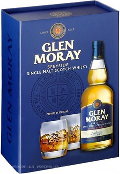 Фото Glen Moray Elgin Classic 0.7 л в подарунковій коробці з 2 склянками