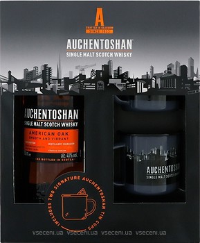 Фото Auchentoshan American Oak 0.7 л в подарунковій коробці з 2 склянками